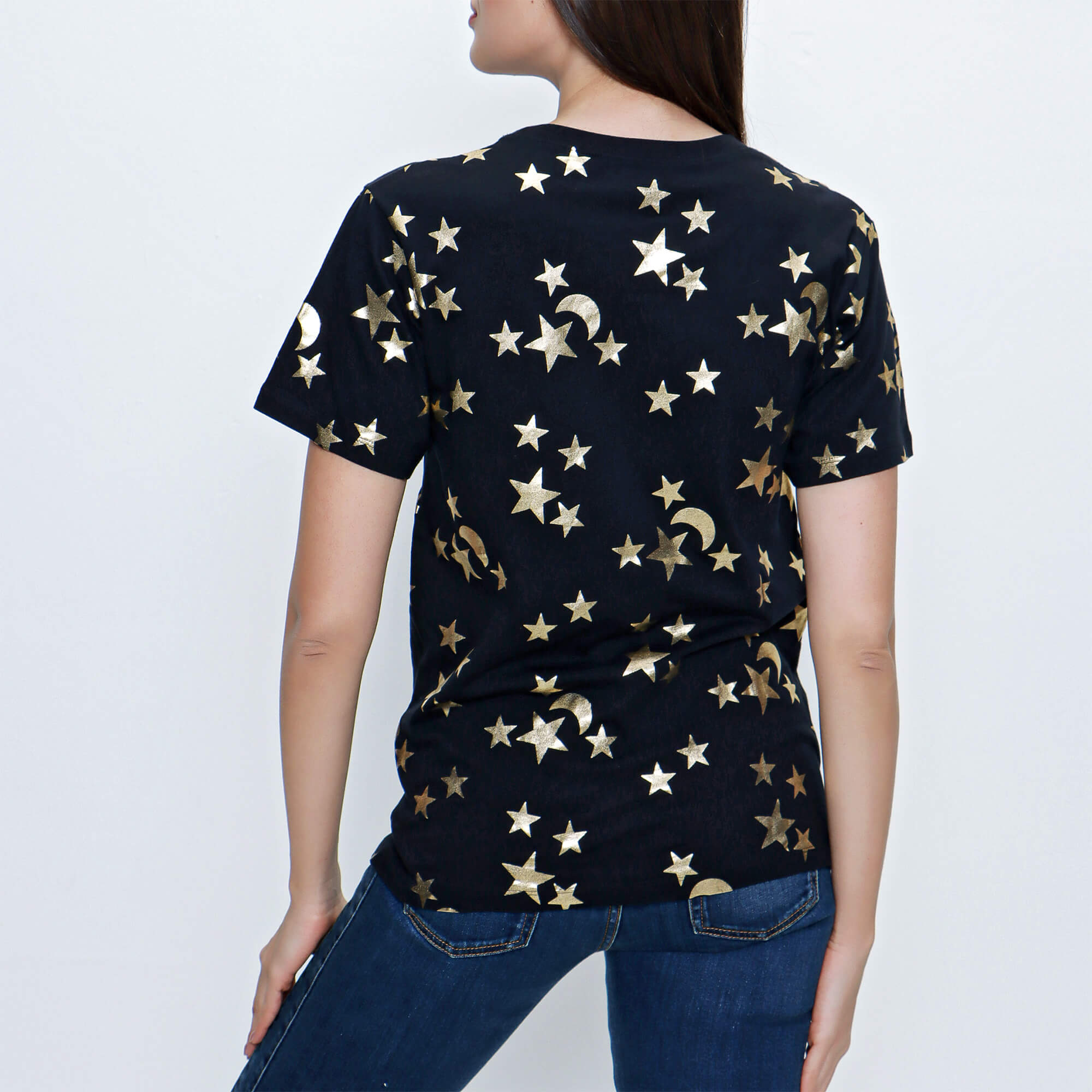 Gucci - Black Cotton Vintage Logo and Star Print T shirt 